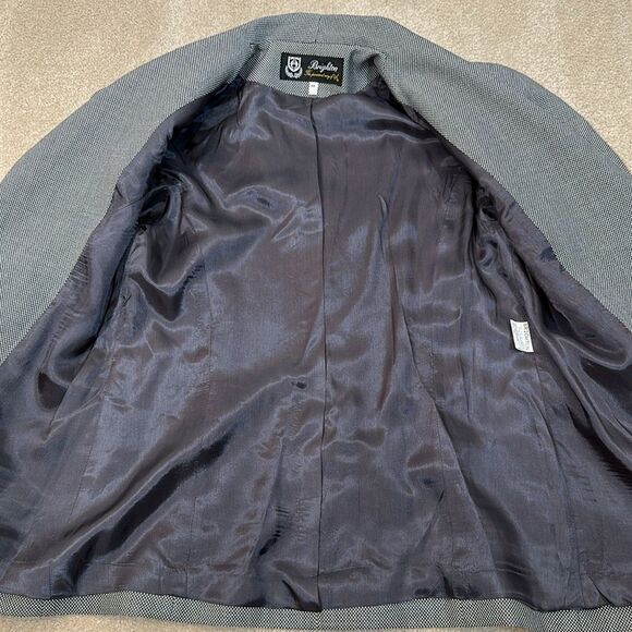 Vintage Brighton One Button Houndstooth Lined Black White Blazer Women Medium 40 - Picture 11 of 12